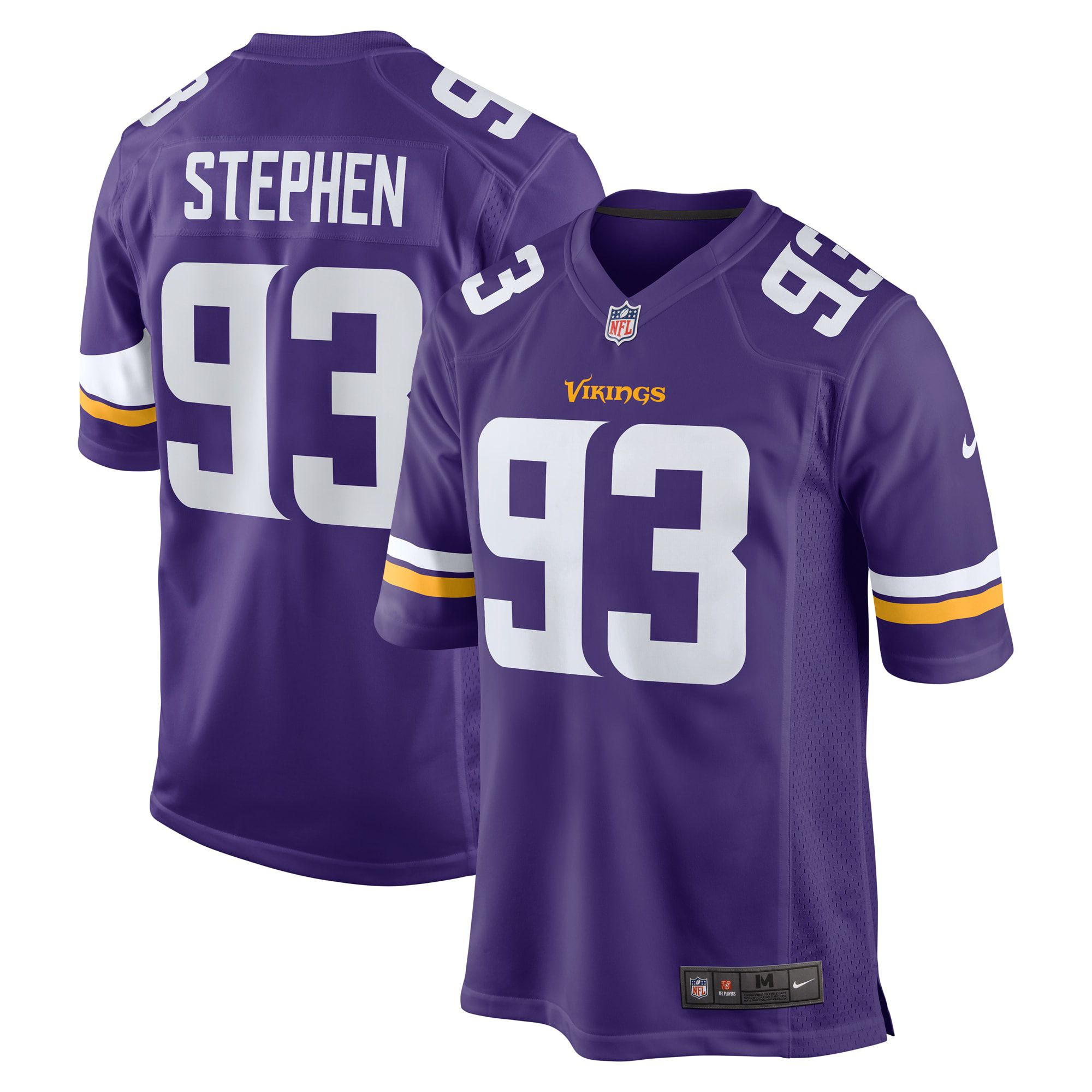 Men Minnesota Vikings #93 Shamar Stephen Nike Purple Game Retired Player NFL Jersey->minnesota vikings->NFL Jersey